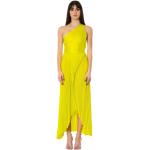 Gelbe Maxi Plisseekleider mit Reißverschluss aus Polyester für Damen Größe M für den für den Winter 