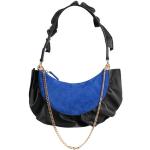 Reduzierte Royalblaue ROCHAS Lederhandtaschen mit Reißverschluss aus Veloursleder für Damen medium 