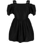 Reduzierte Schwarze Simone Rocha Mini Schulterfreie Schulterfreie Kleider mit Puffärmeln mit Reißverschluss aus Baumwollmischung für Damen 