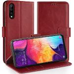 Rote Samsung Galaxy A50 Hüllen Art: Flip Cases mit Bildern aus Leder mit Ständer 