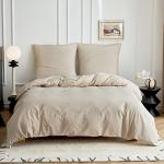 Beige Bettwäsche Sets & Bettwäsche Garnituren mit Knopf aus Baumwolle 155x220 