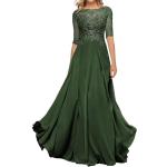 Smaragdgrüne Bestickte Midi Ballkleider aus Chiffon für Damen Übergrößen Große Größen für Hochzeitsgäste 