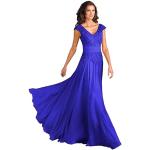Royalblaue Elegante Ärmellose Maxi V-Ausschnitt Lange Abendkleider aus Chiffon für Damen Übergrößen für Hochzeitsgäste 