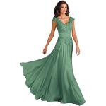 Grüne Elegante Ärmellose Maxi V-Ausschnitt Lange Abendkleider aus Chiffon für Damen Größe L für Hochzeitsgäste 