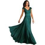 Grüne Elegante Ärmellose Maxi V-Ausschnitt Lange Abendkleider aus Chiffon für Damen Größe L für Hochzeitsgäste 