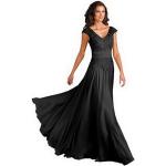 Schwarze Elegante Ärmellose Maxi V-Ausschnitt Lange Abendkleider aus Chiffon für Damen Übergrößen für Hochzeitsgäste 
