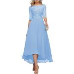 Hellblaue Kurzärmelige Ballkleider aus Chiffon für Damen Übergrößen für Hochzeitsgäste 