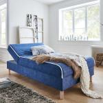 Blaue Moderne Rechteckige Polsterbetten mit Bettkasten aus Holz mit Stauraum 120x200 mit Härtegrad 2 