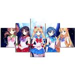 Schwarze Sailor Moon Leinwanddrucke 5-teilig 