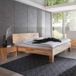 Braune BestLivingHome Rechteckige Französische Doppelbetten geölt aus Massivholz 100x220 