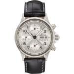 Silberne Armbanduhren mit Chronograph-Zifferblatt mit Fliegerarmband mit Lederarmband 