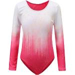 Sinoeem Gymnastikanzug Für Mädchen Ballett Kinder Langarm/Ärmellos Kurzarm Gradient Color Round Neck Turnanzug Für 3-12 Jähriges Mädchen (Pink - Langarm, Tag 10A(9-10 Years))