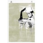 Sinus Art Leinwandbild »Audrey Hepburn II 90x60cm Paul Splash Art Wandbild als Poster ohne Rahmen gerollt«, NAT Edition