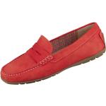 Reduzierte Rote Sioux Damenmokassins in Komfortweite aus Glattleder mit herausnehmbarem Fußbett Größe 38 