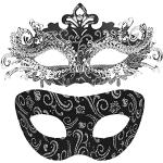 Reduzierte Silberne Venezianische Masken mit Strass für Herren Größe M 