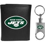 Siskiyou Sports NFL New York Jets Herren-Geldbörse, dreifach faltbar, mit Schlüsselanhänger, Schwarz, Einheitsgröße
