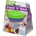 Sistema TO GO Snack 'n' Nest Frischhaltedosen Set, 150 ml, 305 ml, 520 ml, kleine ineinander stapelbare Vorratsdosen, BPA-frei, Gemischte Farben, 3 Stück