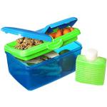 Sistema Slimline Quaddie Brotdose Kinder mit Fächern | 1,5 l | stapelbare und luftdichte Lunchbox mit Deckel | BPA-frei | blaugrün