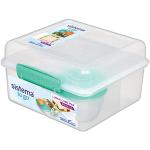 Sistema TO GO Brotdose mit Fächern Cube Max | große 2L Bento-Lunchbox mit auslaufsicherem Joghurtbehälter | für Kinder & Erwachsene | BPA-frei | blaugrün