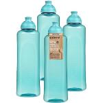 Sistema Twist 'n' Sip Squeeze Sport Wasserflaschen Water Bottle, Plastic, Teal Stone, 480ml 4er Pack, 4