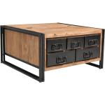 Beige Industrial SIT Möbel Panama Quadratische Quadratische Couchtische aus Akazienholz mit Schublade Breite 50-100cm, Höhe 0-50cm, Tiefe 50-100cm 