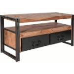 Schwarze Industrial SIT Möbel Panama Lowboards aus Massivholz mit Schublade Breite 100-150cm, Höhe 50-100cm, Tiefe 0-50cm 