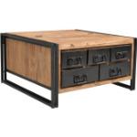Schwarze Industrial SIT Möbel Panama Truhencouchtische aus Holz mit Schublade Breite 50-100cm, Höhe 0-50cm, Tiefe 50-100cm 