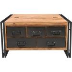 Schwarze Industrial SIT Möbel Panama Truhencouchtische gebeizt aus Holz mit Schublade 