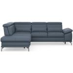 Reduzierte Blaue Moderne Sit & More Nachhaltige L-förmige Ecksofas mit Schlaffunktion & Funktionsecken aus Leder 