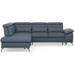Reduzierte Blaue Moderne Sit & More L-förmige Ecksofas mit Schlaffunktion & Funktionsecken aus Leder 