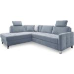 Blaue Moderne Sit & More L-förmige Ecksofas mit Schlaffunktion & Funktionsecken aus Stoff mit Bettkasten 