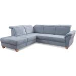 Blaue Sit & More L-förmige Ecksofas mit Schlaffunktion & Funktionsecken aus Stoff Breite 250-300cm, Höhe 200-250cm, Tiefe 200-250cm 