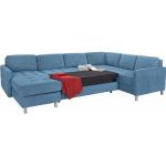 Hellblaue Sit & More Wohnlandschaften mit Bettfunktion aus Kunstleder mit Armlehne Breite 250-300cm, Höhe 50-100cm, Tiefe 50-100cm 