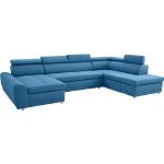 Reduzierte Blaue Moderne Sit & More Nachhaltige Wohnlandschaften mit Bettfunktion aus MDF Breite 300-350cm, Höhe 50-100cm, Tiefe 50-100cm 