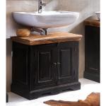 Schwarze Shabby Chic SIT Möbel Corsica Waschbeckenunterschränke & Badunterschränke lackiert aus Mangoholz Breite 50-100cm, Höhe 50-100cm, Tiefe 0-50cm 