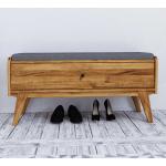 Braune Retro Basilicana Rechteckige Schuhbänke & Sitzbänke Flur geölt aus Massivholz mit Stauraum Breite 100-150cm, Höhe 50-100cm, Tiefe 0-50cm 
