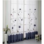 Blaue Motiv Kindergardinen & Kinderzimmer-Gardinen mit Blumenmotiv aus Polyester transparent 2-teilig 