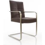 Braune SIX die Möbelmarke Freischwinger Stühle aus Edelstahl mit Armlehne 