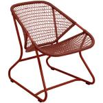 Sixties Lounge Sessel / Weiche Sitzfläche aus geflochtenem Kunststoff - Fermob - Rot