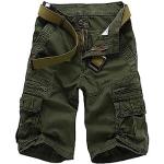 Reduzierte Armeegrüne Cargo-Shorts mit Reißverschluss aus Baumwollmischung für Herren für den für den Sommer 