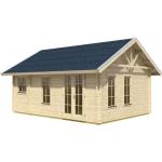 Skan Holz 70 mm Blockbohlenhaus Toronto 2-Basisdach inkl. gratis Dachschindeln in Wunschfarbe