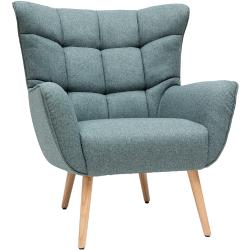 Skandinavischer Sessel in grünem Stoff und Holz AVERY