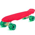 Skateboard Mini Longboard Trickboard PP-Board 100kg LED-Rollen ABEC 9 Rot/Grün