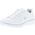 Weiße Skechers Synergy Elite Status Low Sneaker mit Schnürsenkel in Normalweite aus Leder für Damen mit Absatzhöhe bis 3cm 