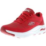 Rote Skechers Arch Fit Low Sneaker mit Schnürsenkel in Normalweite aus Mesh für Damen Größe 40 mit Absatzhöhe 3cm bis 5cm 