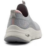 Hellgraue Skechers Arch Fit Slip-on Sneaker ohne Verschluss aus Textil mit herausnehmbarem Fußbett für Damen Größe 41 