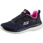 Reduzierte Marineblaue Skechers Bountiful Runde Low Sneaker mit Schnürsenkel in Normalweite aus Textil leicht 