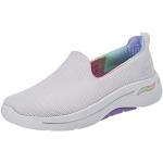 Weiße Skechers Slip-on Sneaker ohne Verschluss aus Mesh maschinenwaschbar für Damen Größe 41 