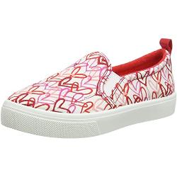 Skechers Damen Poppy DRIPPIN Love Plimsolls,Sneakers, White Red and Pink Heart Printed Canvas, 38.5 EU