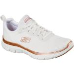 Weiße Skechers Flex Appeal 4.0 Low Sneaker in Normalweite aus Textil leicht für Damen Größe 43 